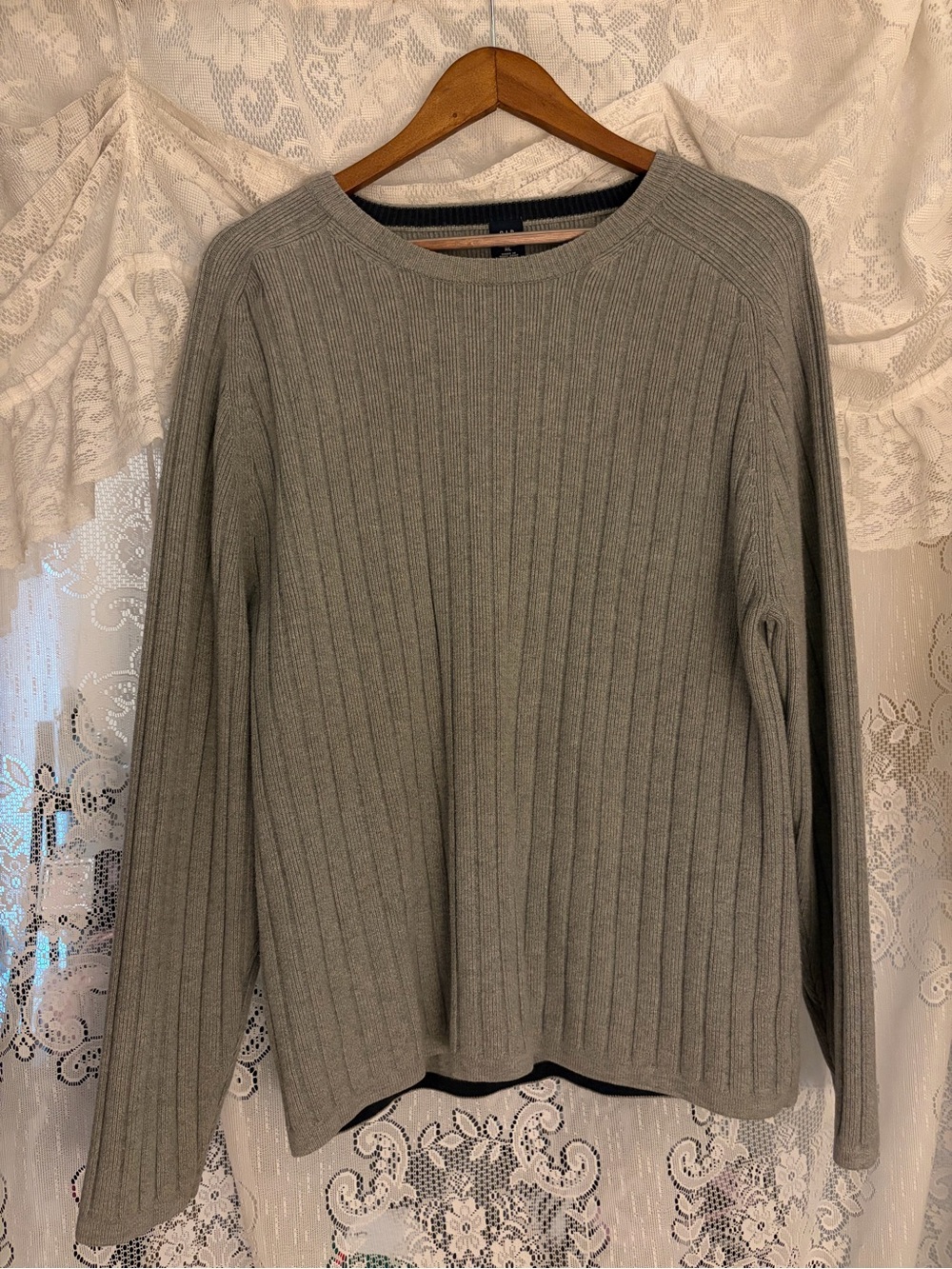 GAP Light Gray Ribbed Crewneck Sweater